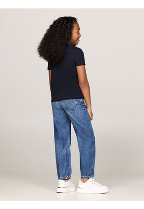 Camiseta Azul Con Logotipo Metalizado Tommy Hilfiger