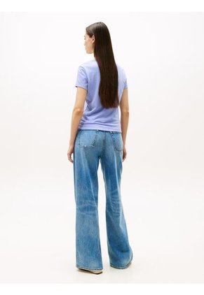 Camiseta Celeste De Punto Con Logo Y Corte Slim Tommy Jeans