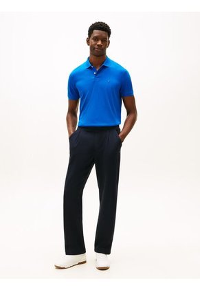 Polo Celeste De Punto Interlock De Corte Regular Tommy Hilfiger