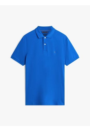Polo Celeste De Punto Interlock De Corte Regular Tommy Hilfiger