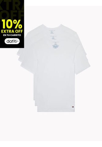 Pack De 3 Camisetas Blancas Cuello V Tommy Hilfiger Tommy Hilfiger