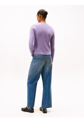 Saco Gris De Lana Con Cuello Redondo Tommy Hilfiger