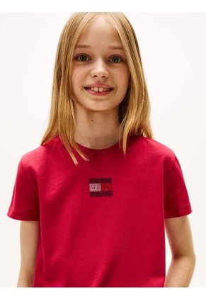 Camiseta Roja Con Logo De Strass Tommy Hilfiger