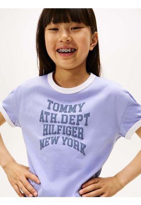 Camiseta Celeste Con Logo Gráfico Athletic Tommy Hilfiger