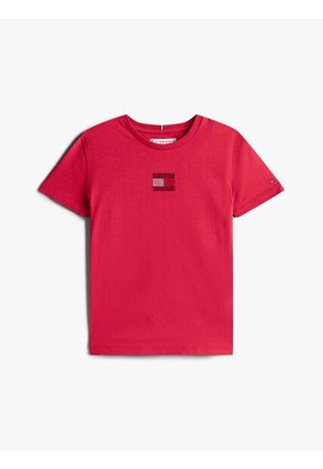 Camiseta Roja Con Logo De Strass Tommy Hilfiger