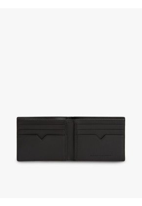 Billetera Negra Plegable De Cuero Con Logo Tommy Hilfiger