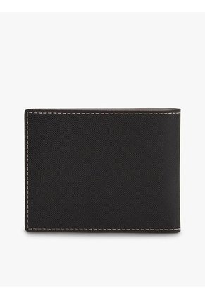 Billetera Negra Plegable De Cuero Con Logo Tommy Hilfiger