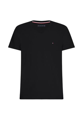 Camiseta Negra Slim Fit Cuello En V Esencial Algodón Tommy Hilfiger