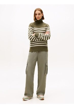 Tenis Verde De Ante Con Monograma TH Tommy Hilfiger