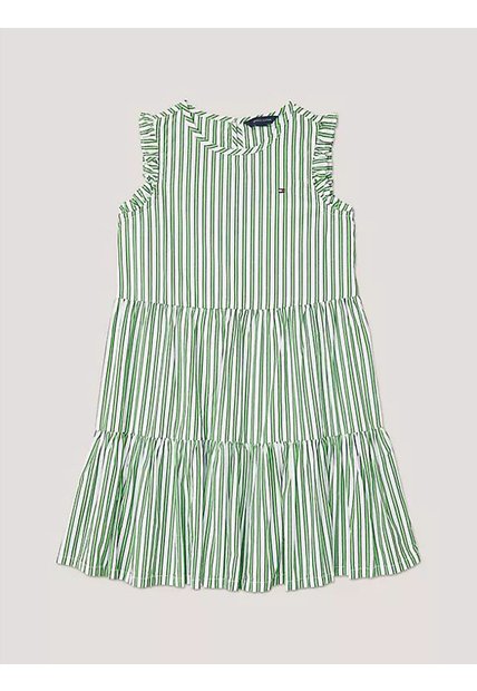 Vestido Verde A Capas Con Detalles Fruncidos Tommy Hilfiger