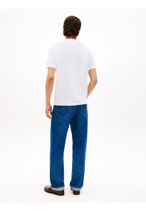 Camiseta Blanca Global Stripe Con Bolsillo Tommy Hilfiger