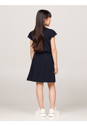 Vestido Azul Marino De Corte Amplio Con Logo Floral Tommy Hilfiger
