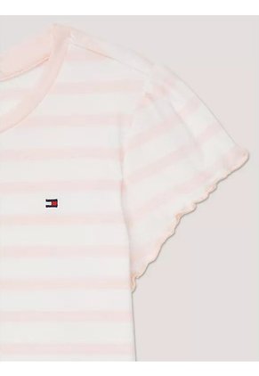 Camiseta Rosa A Rayas Con Logo Tommy Hilfiger