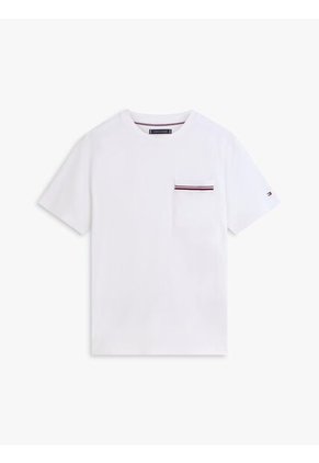 Camiseta Blanca Global Stripe Con Bolsillo Tommy Hilfiger