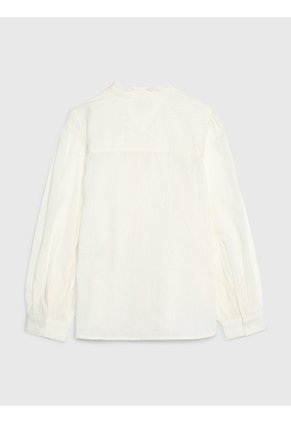 Camisa Blanca Regular De Encaje Con Vainica Tommy Hilfiger