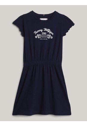 Vestido Azul Marino De Corte Amplio Con Logo Floral Tommy Hilfiger