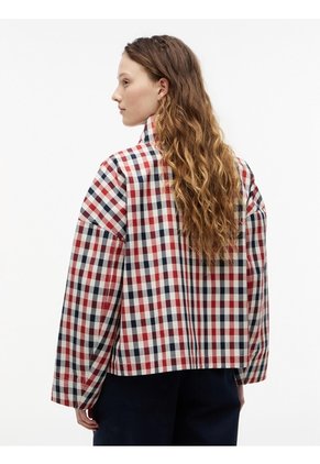 Chaqueta Roja Bomber Corta De Cuadros Y Corte Amplio Tommy Hilfiger