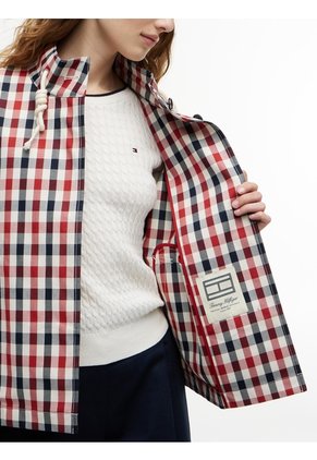 Chaqueta Roja Bomber Corta De Cuadros Y Corte Amplio Tommy Hilfiger