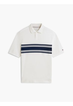 Polo Blanco De Rayas Y Corte Clásico En Piqué Tommy Hilfiger