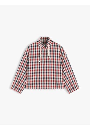 Chaqueta Roja Bomber Corta De Cuadros Y Corte Amplio Tommy Hilfiger