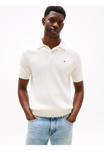 Polo Blanco De Punto Trenzado Y Corte Regular Tommy Hilfiger Tommy Hilfiger