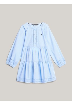 Vestido Celeste De Corte Evasé Con Detalle Calado Tommy Hilfiger