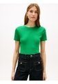 Camiseta Verde Slim De Cuello Redondo Tommy Hilfiger de Tommy Hilfiger