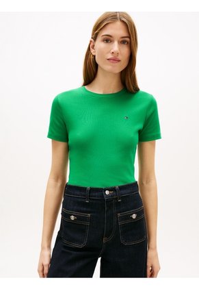 Camiseta Verde Slim De Cuello Redondo Tommy Hilfiger