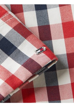 Chaqueta Roja Bomber Corta De Cuadros Y Corte Amplio Tommy Hilfiger