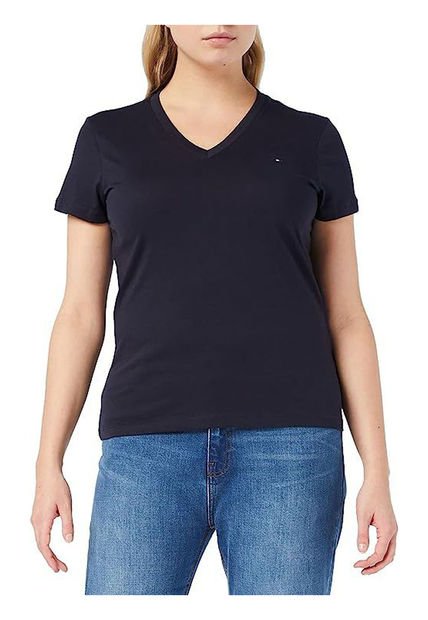 Camiseta Heritage De Cuello V Mujer Azul Tommy Hilfiger Mujer Azul Tommy Hilfiger