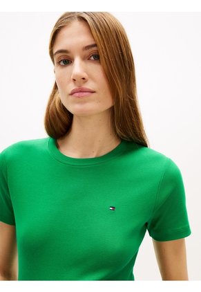 Camiseta Verde Slim De Cuello Redondo Tommy Hilfiger