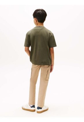 Camiseta Gris De Cuello Redondo Con Logo Tommy Hilfiger