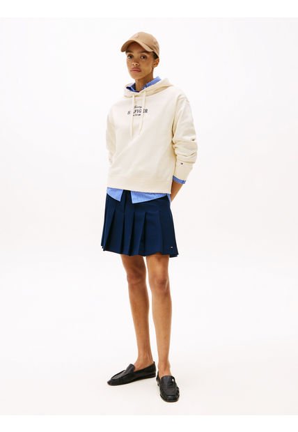 Saco Blanco Con Capota Y Logo Bordado Tommy Hilfiger