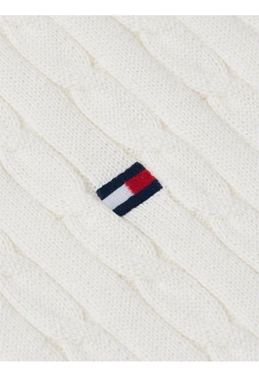 Polo Blanco De Punto Trenzado Y Corte Regular Tommy Hilfiger