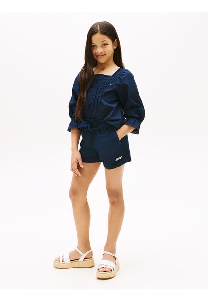 Pantalonetas Azul Marino En Mezcla De Lino Tommy Hilfiger