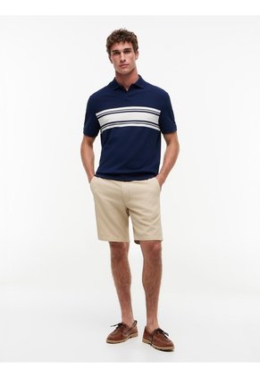 Polo Azul De Rayas Y Corte Clásico En Piqué Tommy Hilfiger
