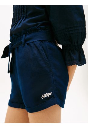 Pantalonetas Azul Marino En Mezcla De Lino Tommy Hilfiger