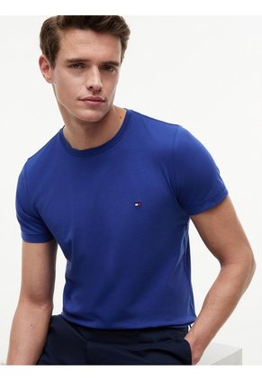Camiseta Azul De Cuello Redondo Y Corte Extra Slim Tommy Hilfiger