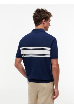 Polo Azul De Rayas Y Corte Clásico En Piqué Tommy Hilfiger