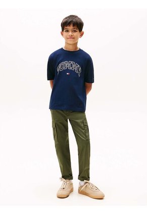 Camiseta Azul Varsity De Cuello Redondo Con Logo Tommy Hilfiger