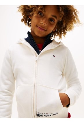 Buzo Blanco Con Capota Y Cremallera Tommy Hilfiger