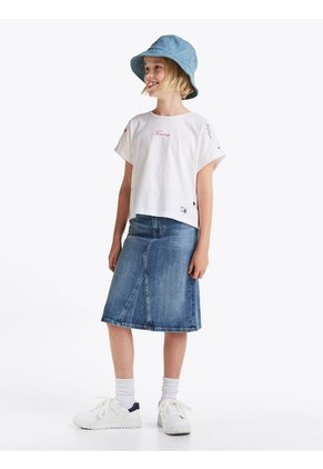 Camiseta Blanca Con Logo Bordado En El Pecho Tommy Hilfiger