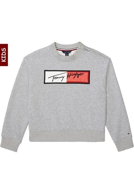 Sudadera Niña Con Logo Gris Tommy Hilfiger