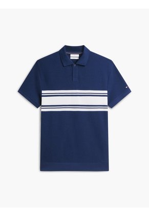 Polo Azul De Rayas Y Corte Clásico En Piqué Tommy Hilfiger