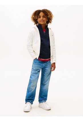 Buzo Blanco Con Capota Y Cremallera Tommy Hilfiger