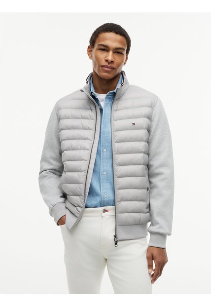 Chaqueta Gris De Punto Acolchada Con Cremallera Tommy Hilfiger