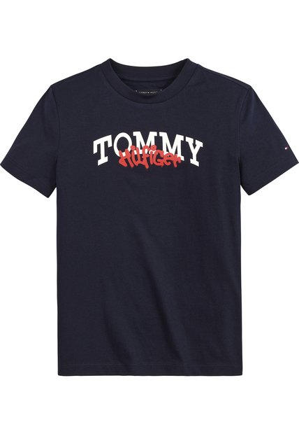 Camiseta Azul Marino Manga Corta Para Niño Tommy Hilfiger