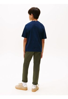 Camiseta Azul De Cuello Redondo Con Escudo TH Tommy Hilfiger