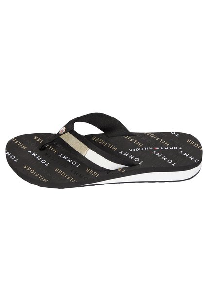 Sandalias Negro Con Logo Tommy Hilfiger