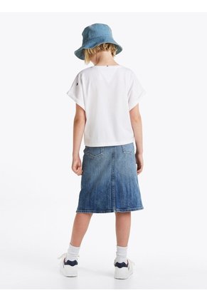 Camiseta Blanca Con Logo Bordado En El Pecho Tommy Hilfiger